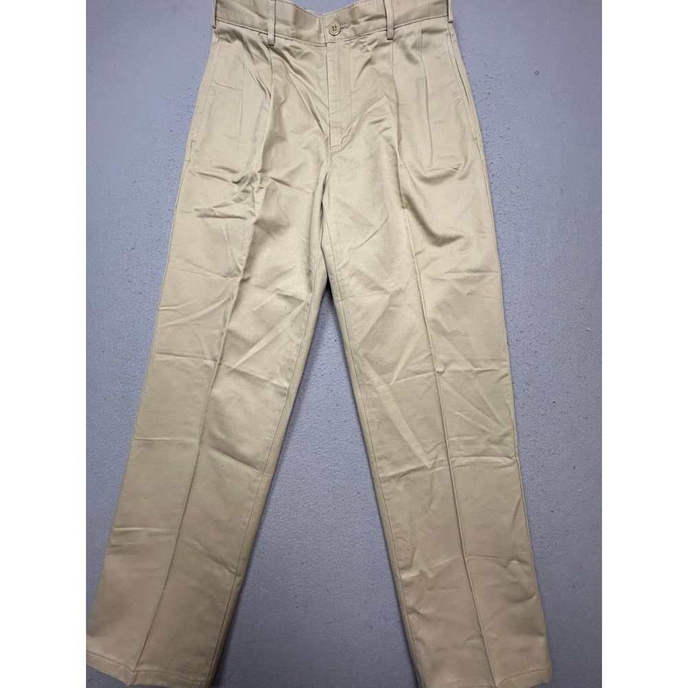 Lands' End Pleated Chinos 100% Cotton Tan Khaki 28x29 Mens